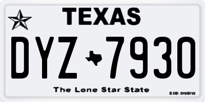TX license plate DYZ7930