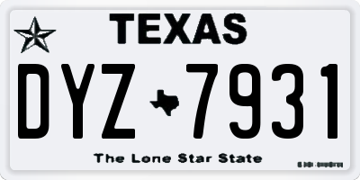 TX license plate DYZ7931