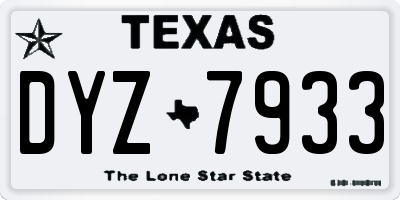 TX license plate DYZ7933