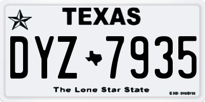 TX license plate DYZ7935