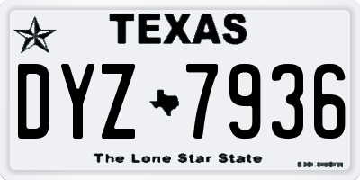 TX license plate DYZ7936