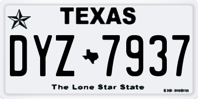 TX license plate DYZ7937