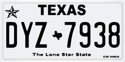 TX license plate DYZ7938
