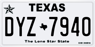 TX license plate DYZ7940