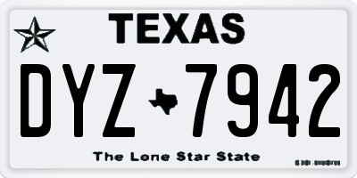 TX license plate DYZ7942