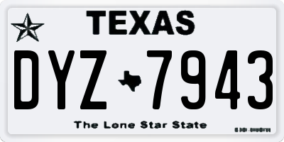 TX license plate DYZ7943