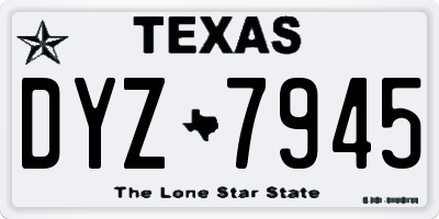 TX license plate DYZ7945