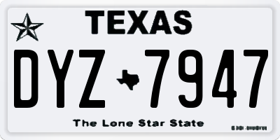 TX license plate DYZ7947