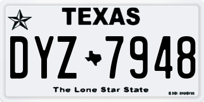 TX license plate DYZ7948