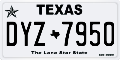TX license plate DYZ7950