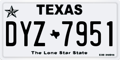 TX license plate DYZ7951