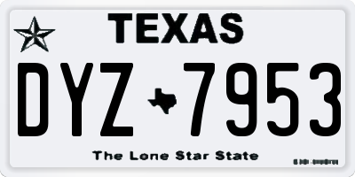 TX license plate DYZ7953