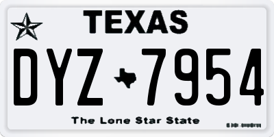 TX license plate DYZ7954