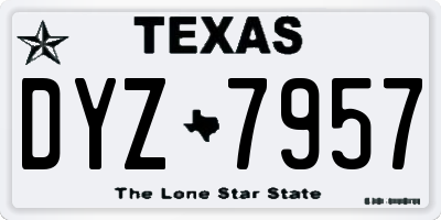TX license plate DYZ7957