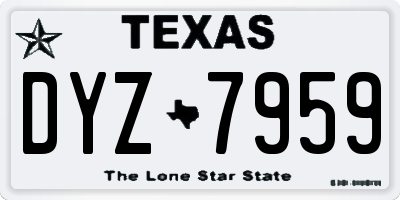 TX license plate DYZ7959