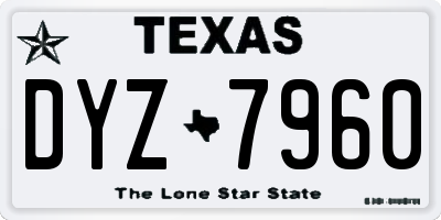 TX license plate DYZ7960