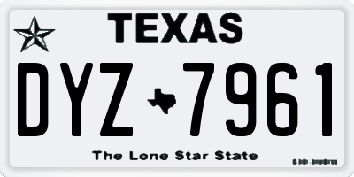 TX license plate DYZ7961