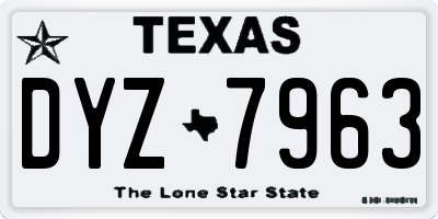 TX license plate DYZ7963