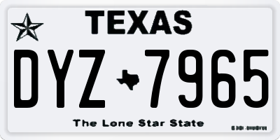 TX license plate DYZ7965