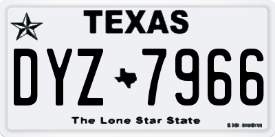 TX license plate DYZ7966