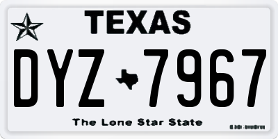 TX license plate DYZ7967