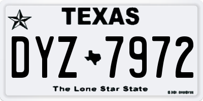 TX license plate DYZ7972
