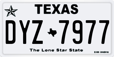 TX license plate DYZ7977