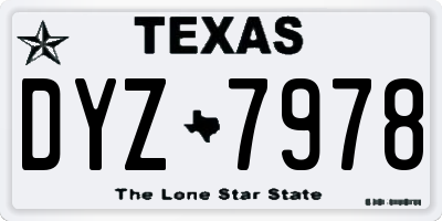 TX license plate DYZ7978