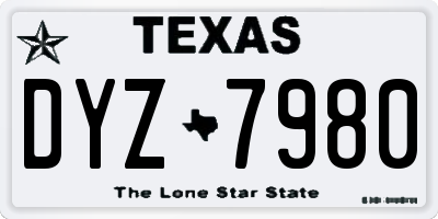 TX license plate DYZ7980