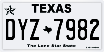 TX license plate DYZ7982