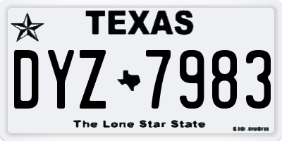 TX license plate DYZ7983