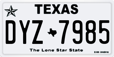 TX license plate DYZ7985