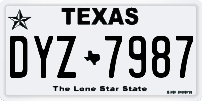 TX license plate DYZ7987