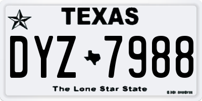 TX license plate DYZ7988