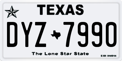 TX license plate DYZ7990