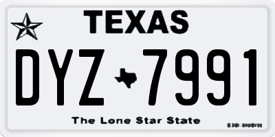 TX license plate DYZ7991