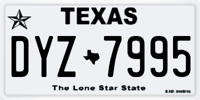 TX license plate DYZ7995