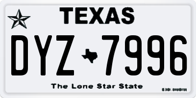 TX license plate DYZ7996
