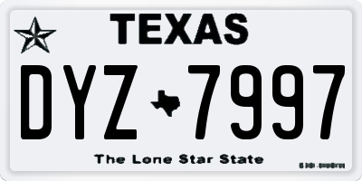 TX license plate DYZ7997