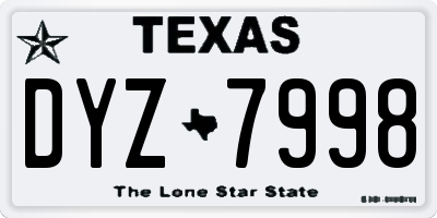TX license plate DYZ7998