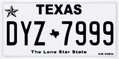 TX license plate DYZ7999