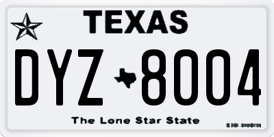 TX license plate DYZ8004