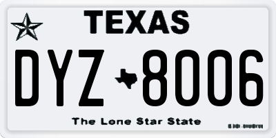 TX license plate DYZ8006