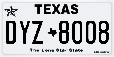 TX license plate DYZ8008