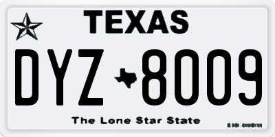 TX license plate DYZ8009