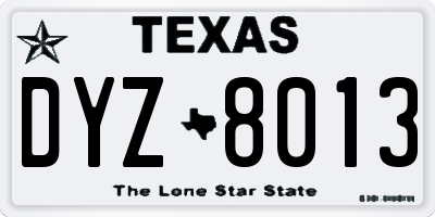 TX license plate DYZ8013