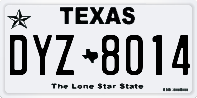 TX license plate DYZ8014