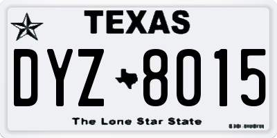 TX license plate DYZ8015