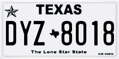 TX license plate DYZ8018