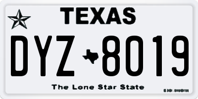 TX license plate DYZ8019